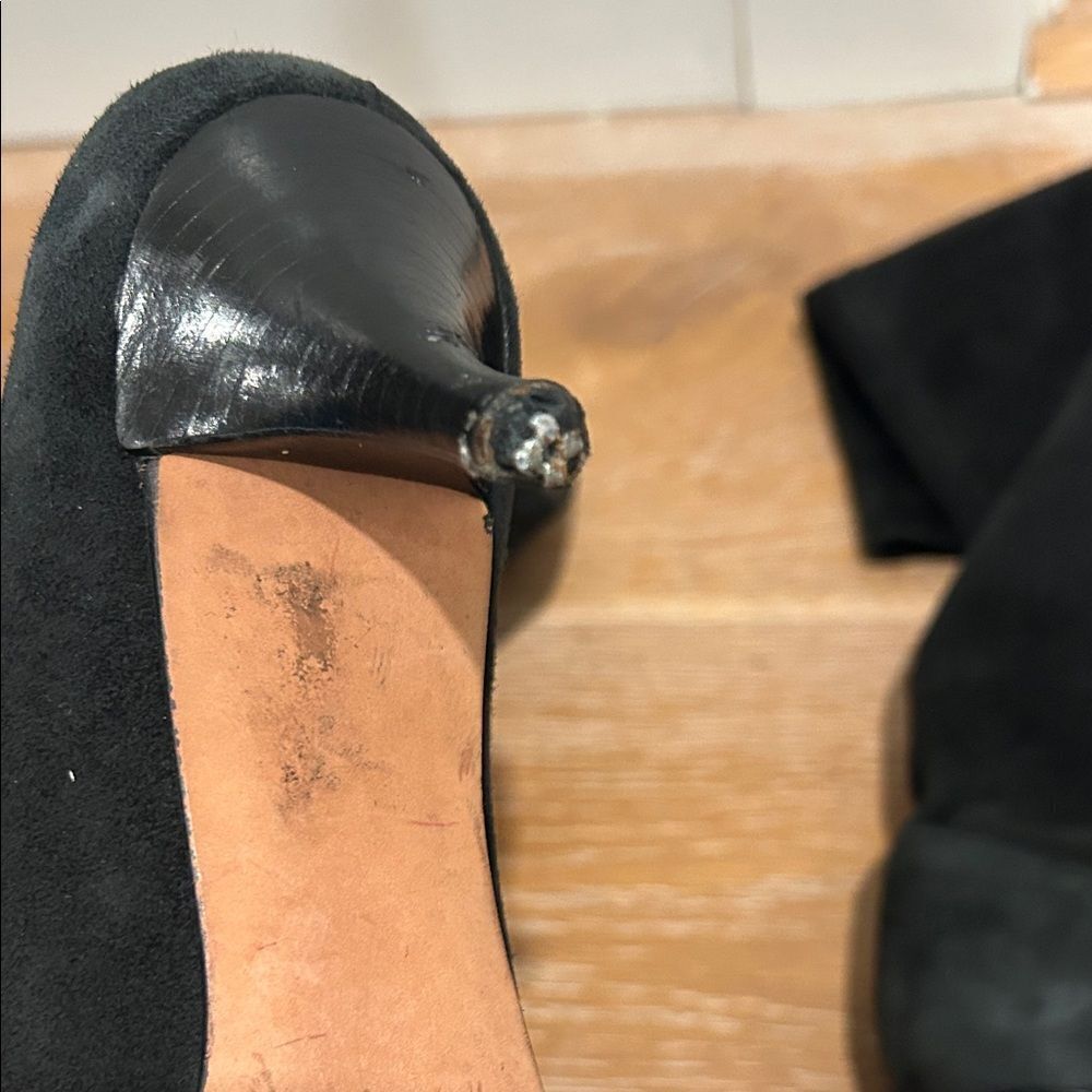 Cole Haan Black Knee Length pull on Suede Boots, Size 8 - Picture 11 of 13